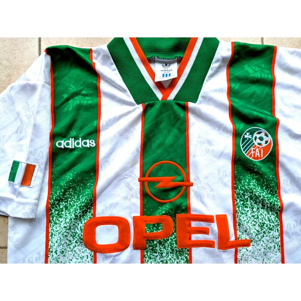Ireland 1994 World Cup USA ADIDAS jersey 30-32 Youth white OPEL away FIFA vtg